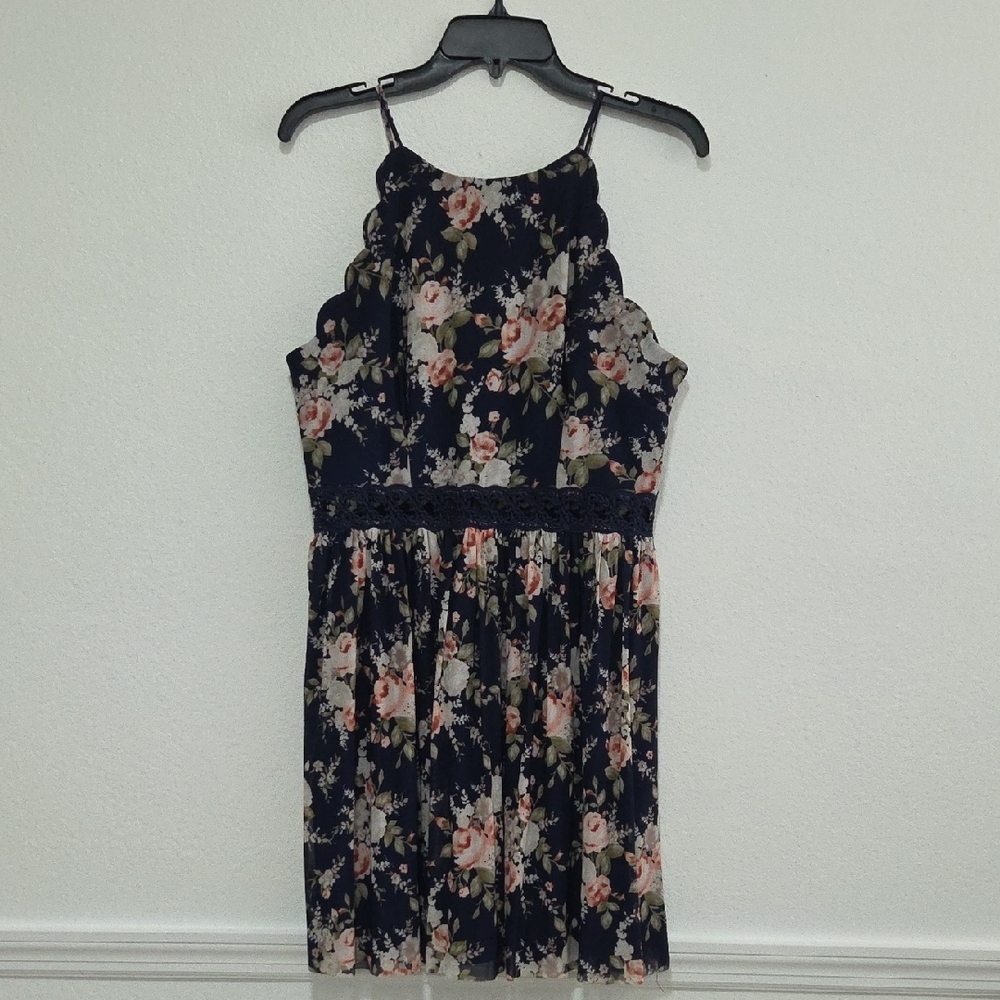 by & by Navy Floral Mini Dress
